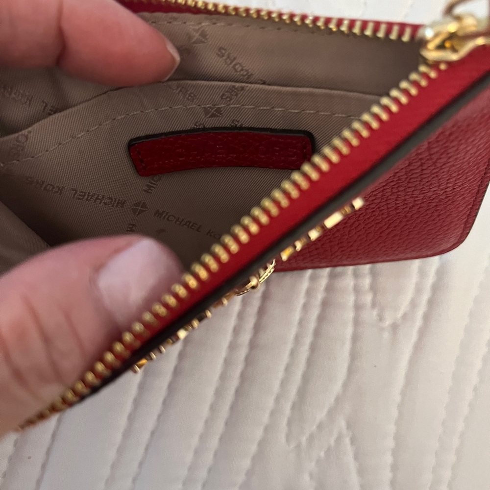 Michael Kors Red Leather Keychain Wallet - Picture 4 of 5